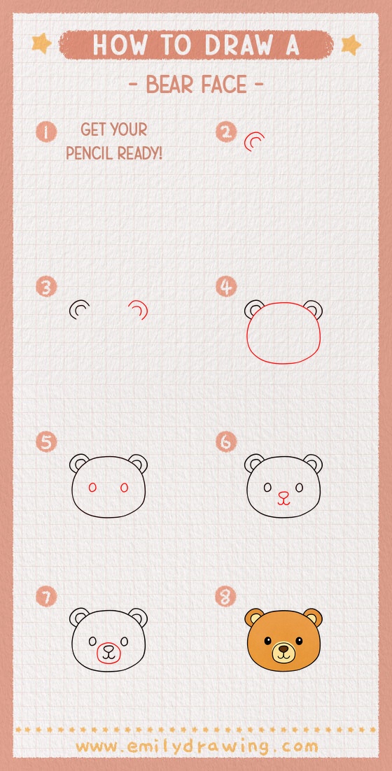 how to draw a bear face pinterest pin